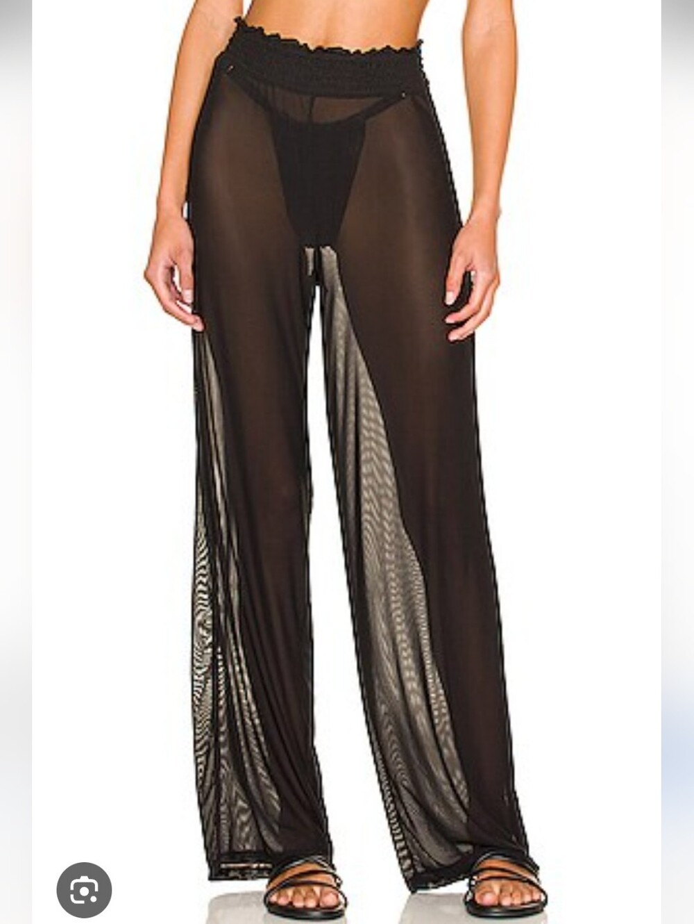 WeWoreWhat Sheer Wide-Leg Beach Pants And Top Set - Black